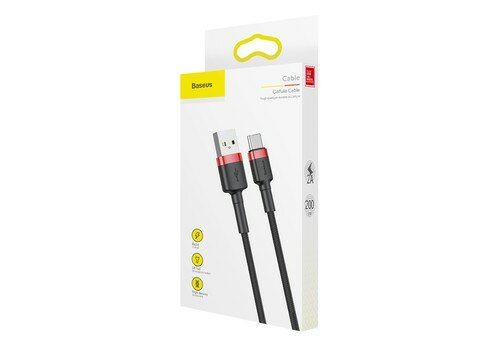 Usb Кабель-зарядка TYPE-C Baseus Cafule 2A 2м (CATKLF-C91) чёрно-красный