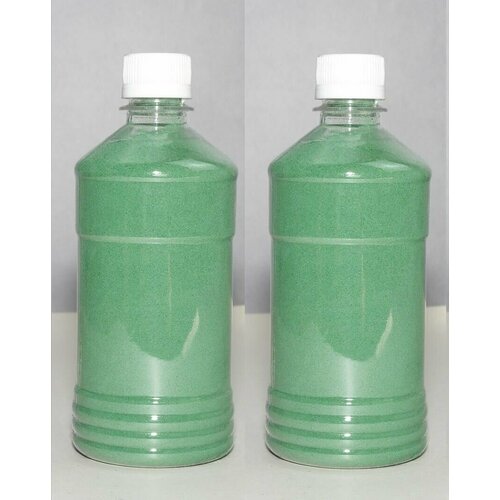 Светло-зелёный кварцевый песок 1600г (2шт по 800г) для творчества, декора, рисования и светового стола, флорариума (фр.0,1-0,3 мм)