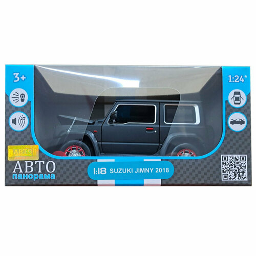 Машина Автопанорама 1:18, Suzuki Jimny черный JB1251509 автопанарама