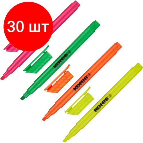 Комплект 30 наб, Набор текстовыделителей Kores 0.5-3.5 мм скош. након. наб.4цв.'36240