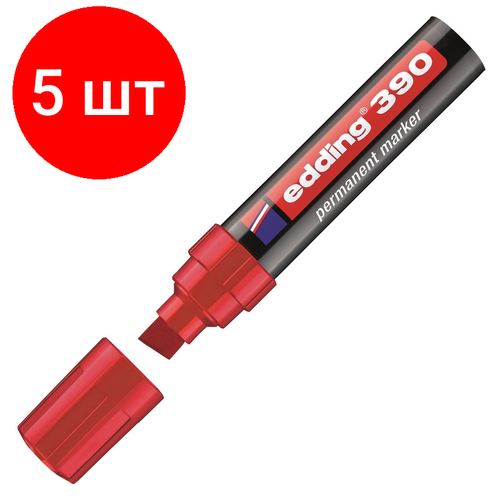 Комплект 5 штук, Маркер перманентный EDDING E-390/2 красный 4-12мм скошенный наконеч комплект 5 штук маркер перманентный edding 800 2 красный 4 12 мм скошенный наконеч