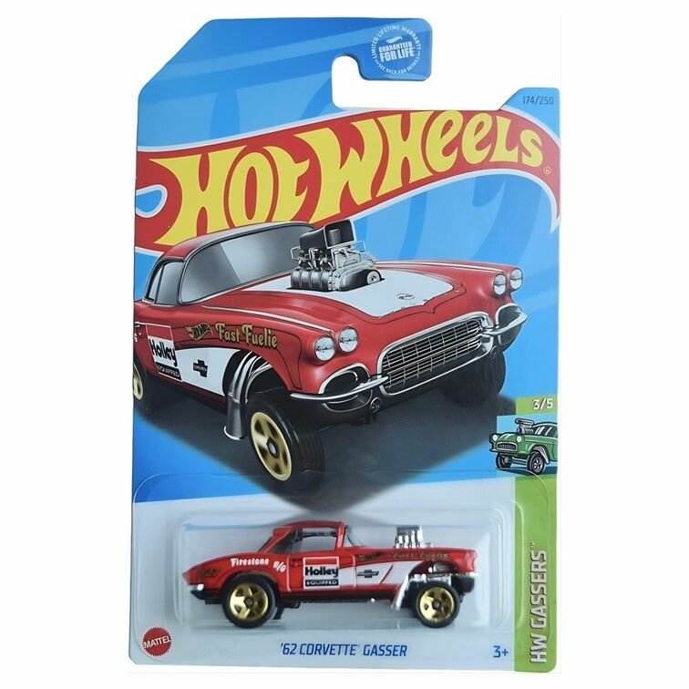 HKH64 Машинка игрушка Hot Wheels металлическая коллекционная 62 Corvette Gasser красный