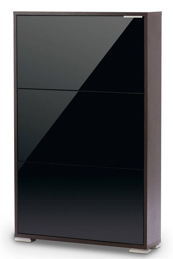 фото Обувница ВИВА-3 (Венге/Черное стекло)