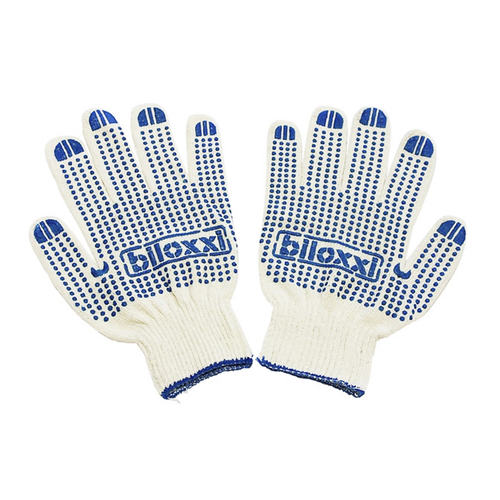 Перчатки хозяйственные Biloxxi хлопчатобумажные с ПВХ-покрытием 9.2 x 21 x 29см, 12 пар