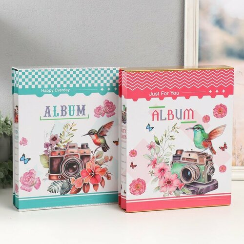 SUI Фотоальбом магнитный 20 листов Камера и колибри серебро в коробке микс 58х237х298 см 1671₽