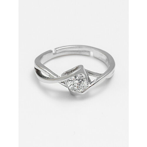 фото Кольцо shine & beauty, кристаллы swarovski, безразмерное, серебряный