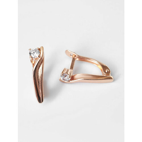 фото Серьги shine & beauty, фианит, золотой, белый