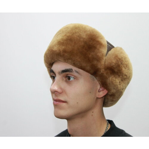 фото Шапка ушанка ушанка из овчины, размер 58, горчичный мария