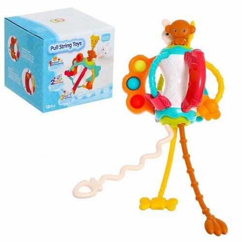 Развивающая игрушка «Весёлые зверята», с тактильными резиночками детская развивающая игрушка калейдоскоп веселые зверята с led подсветкой 16x14см