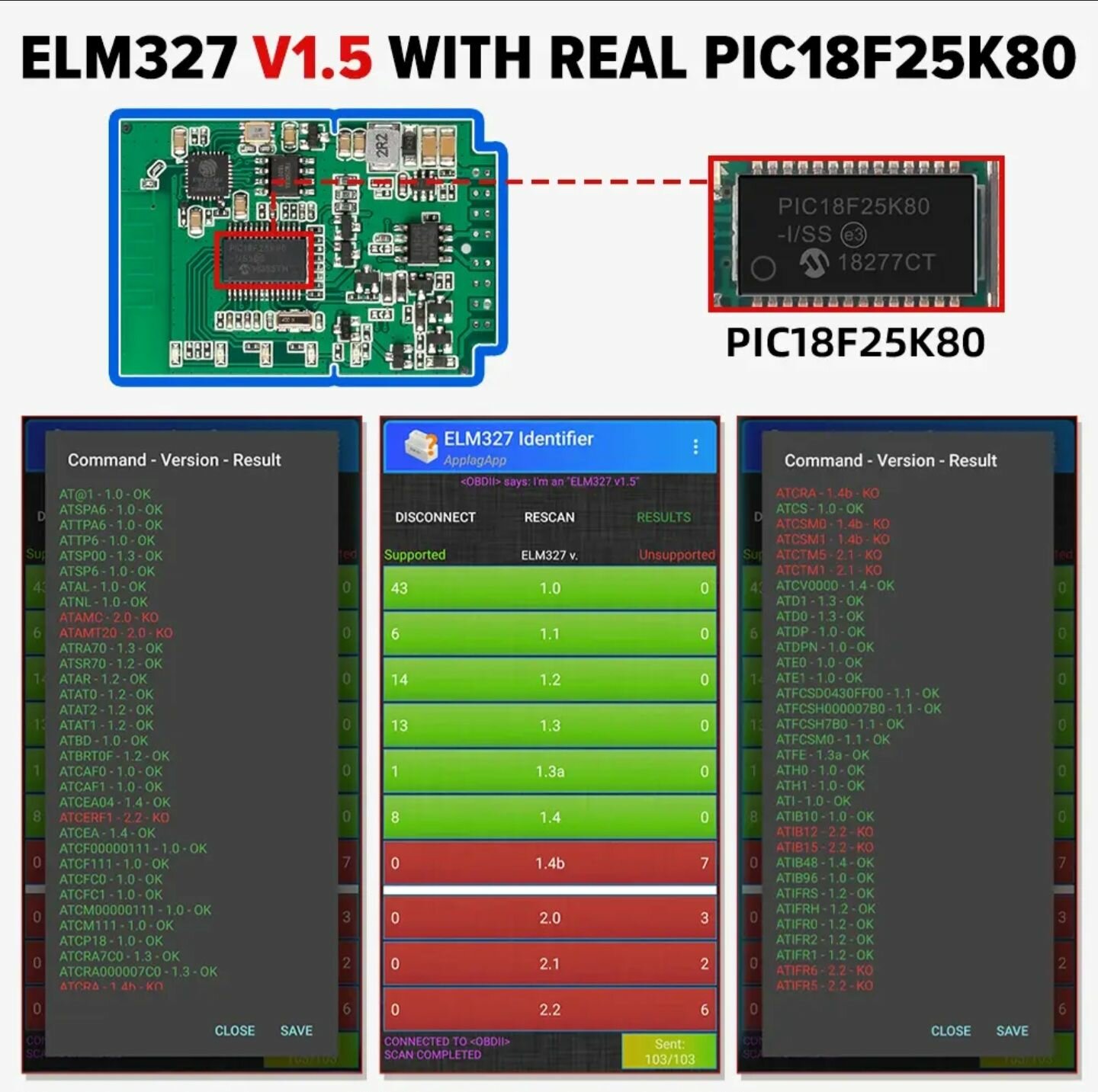 Диагностический сканер KINGBOLEN ELM327 OBD2 Wi-Fi v15 чип PIC18F25K80 Для IOS и Android