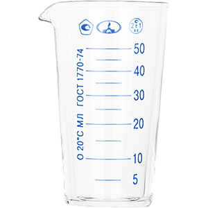 Мензурка ТС ГОСТ-1770-74; стекло;50мл; D=45, H=85мм; прозр, MMD, QGY - 10001504