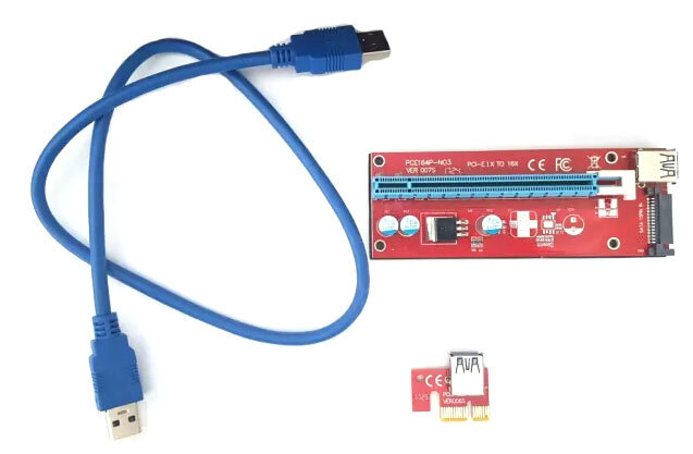 Переходник PCIE x1 на PCIE x16, райзер карта Sata (Riser Card) (Б/У)