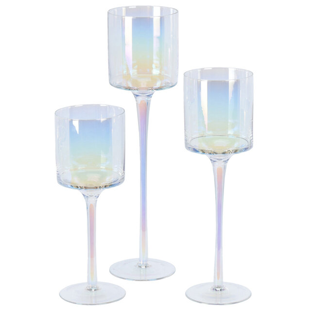 фото Koopman Набор стеклянных подсвечников - бокалов Iwein 25-35 см, 3 шт, радужный CD1200040