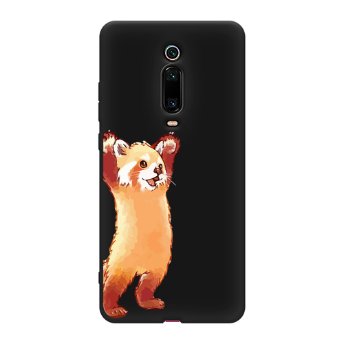 Матовый силиконовый чехол на Xiaomi Mi 9T / Сяоми Ми 9Т Красная панда в полный рост, черный