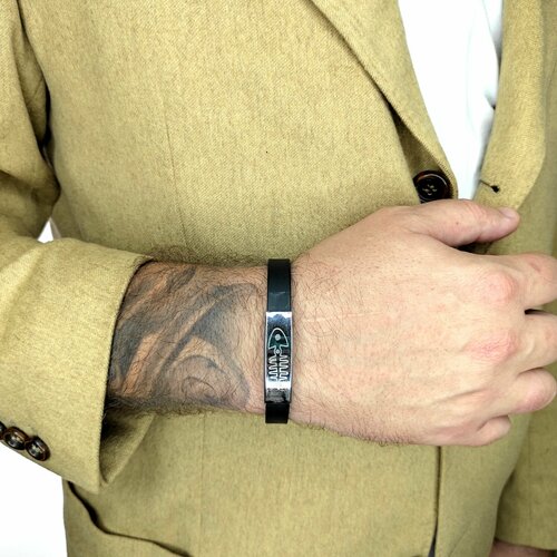 фото Браслет, металл, 1 шт., серебряный, черный нет бренда