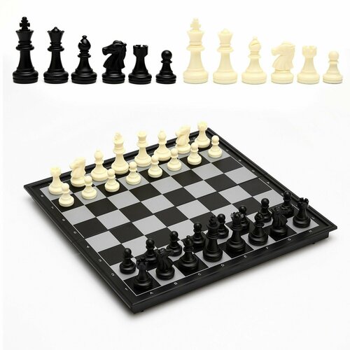Настольная игра 3 в 1 Классика: шахматы, шашки, нарды, магнитная доска 32 х 32 см набор подарочный волк фляга шахматы деревянный кейс