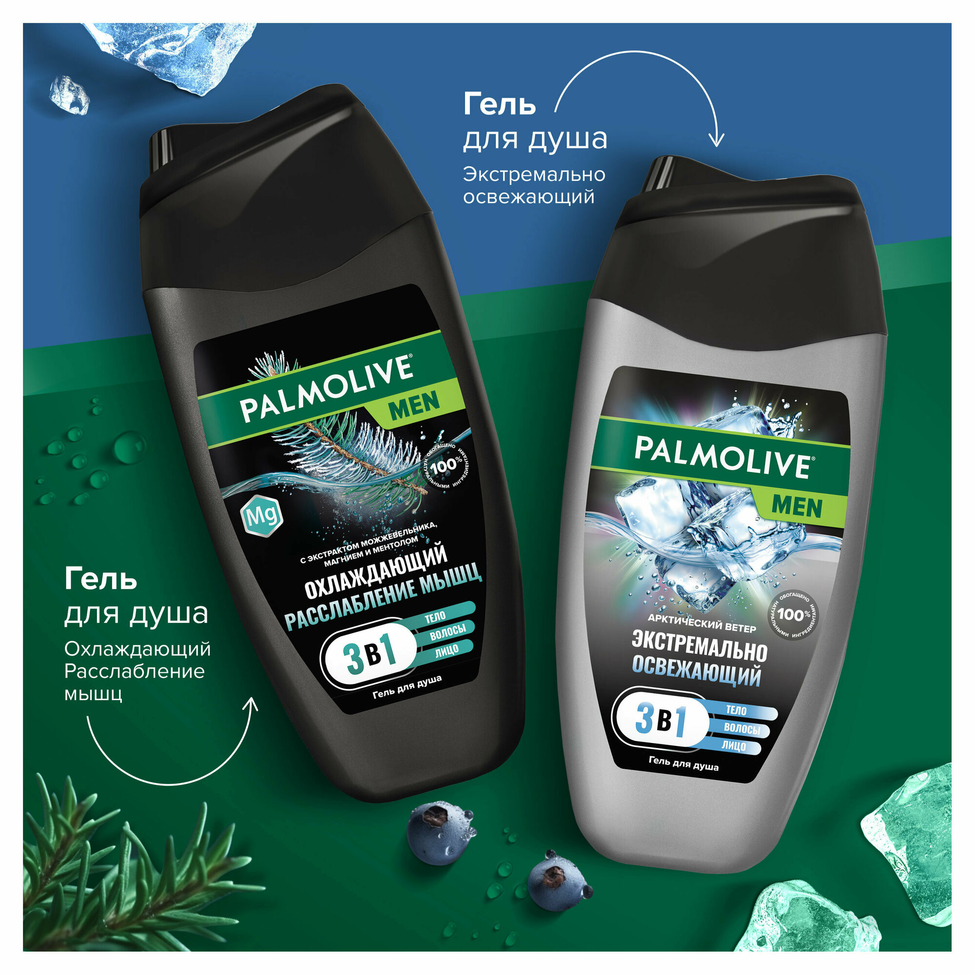 Подарочный набор Palmolive Men Охлаждение и Расслабление мышц, Гель для душа 250 мл + Гель для душа 250 мл - фото №6