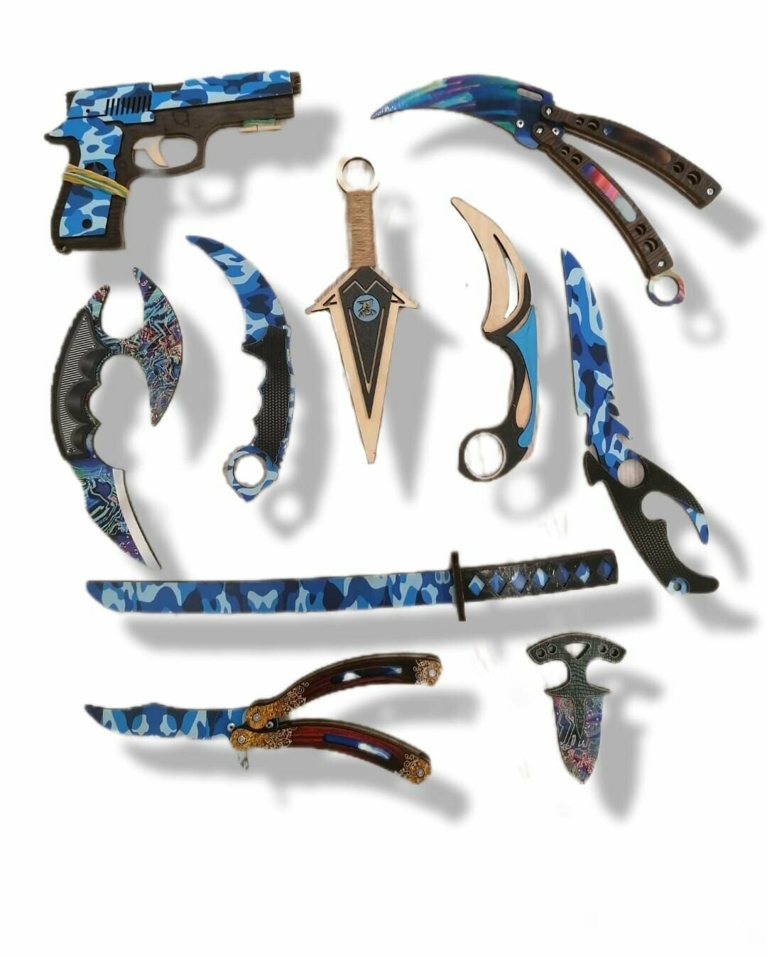 Набор детских ножей КС ГО 10 предметов "Синий камуфляж"