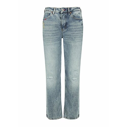 Джинсы SCOTCH & SODA, размер 27/32, голубой джинсы прямого кроя с высокой талией и множеством карманов средняя стирка