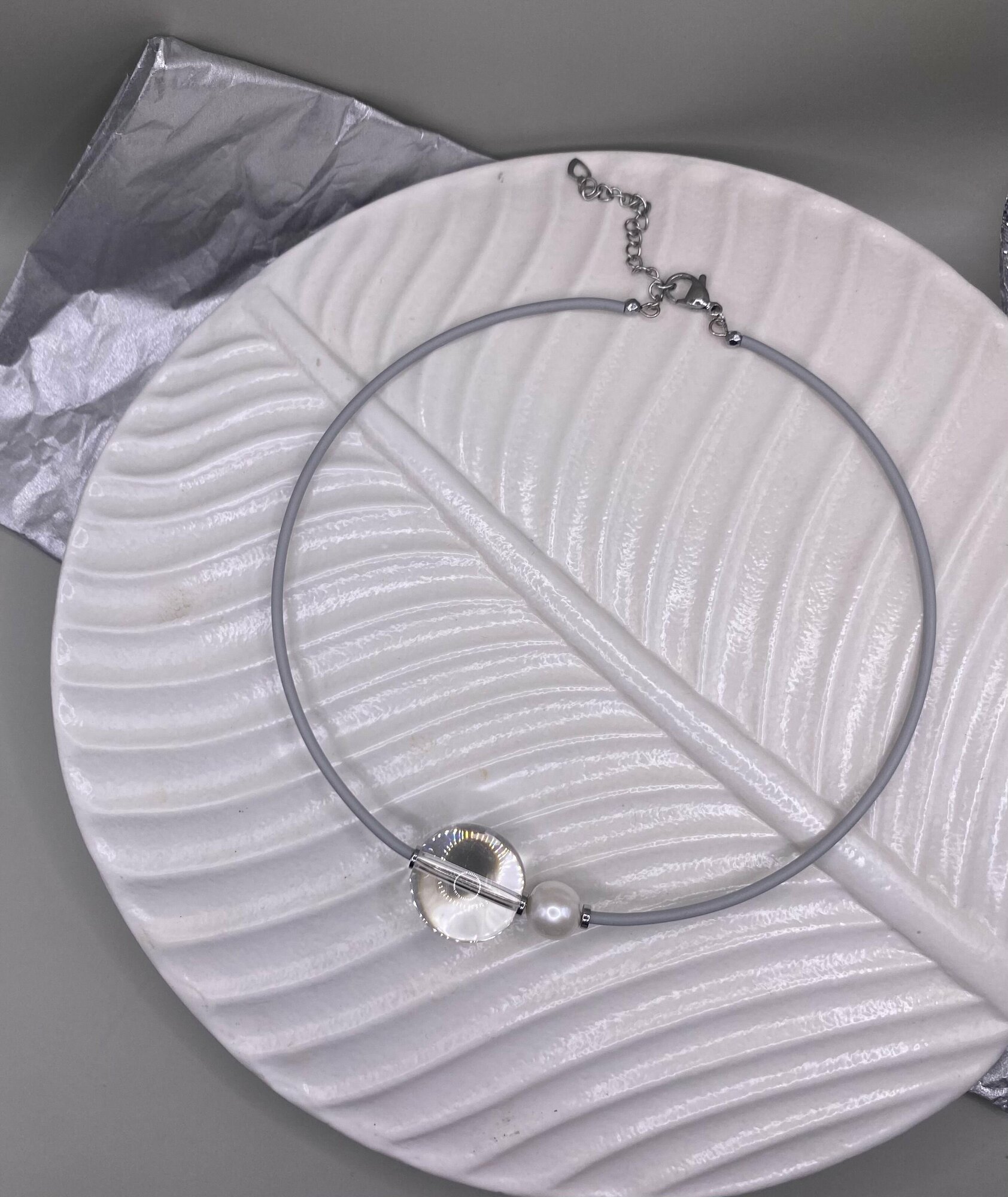 Чокер, горный хрусталь, кварц