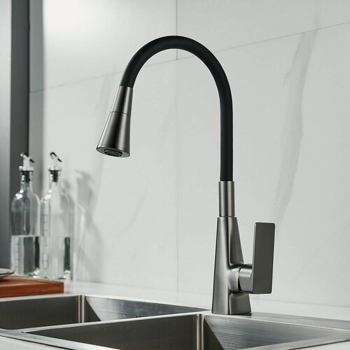 Изображение товара Смеситель Для кухни с гибким изливом Shevanik S543T-3, Оружейная сталь