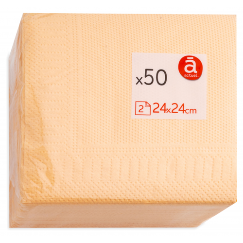 Салфетки бумажные Actuel 2-слойные персиковые 50 шт 720₽