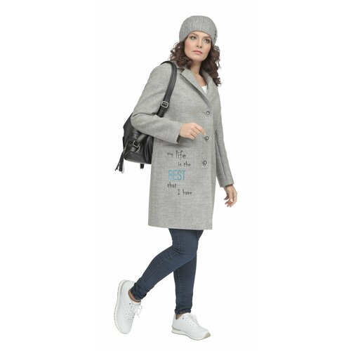 фото Пальто сезон стиля, размер 48, серый