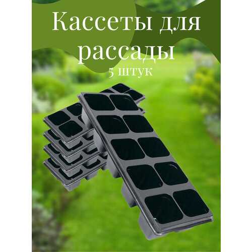 Кассеты для рассады, 5 шт, 10 ячеек, пластик, черный