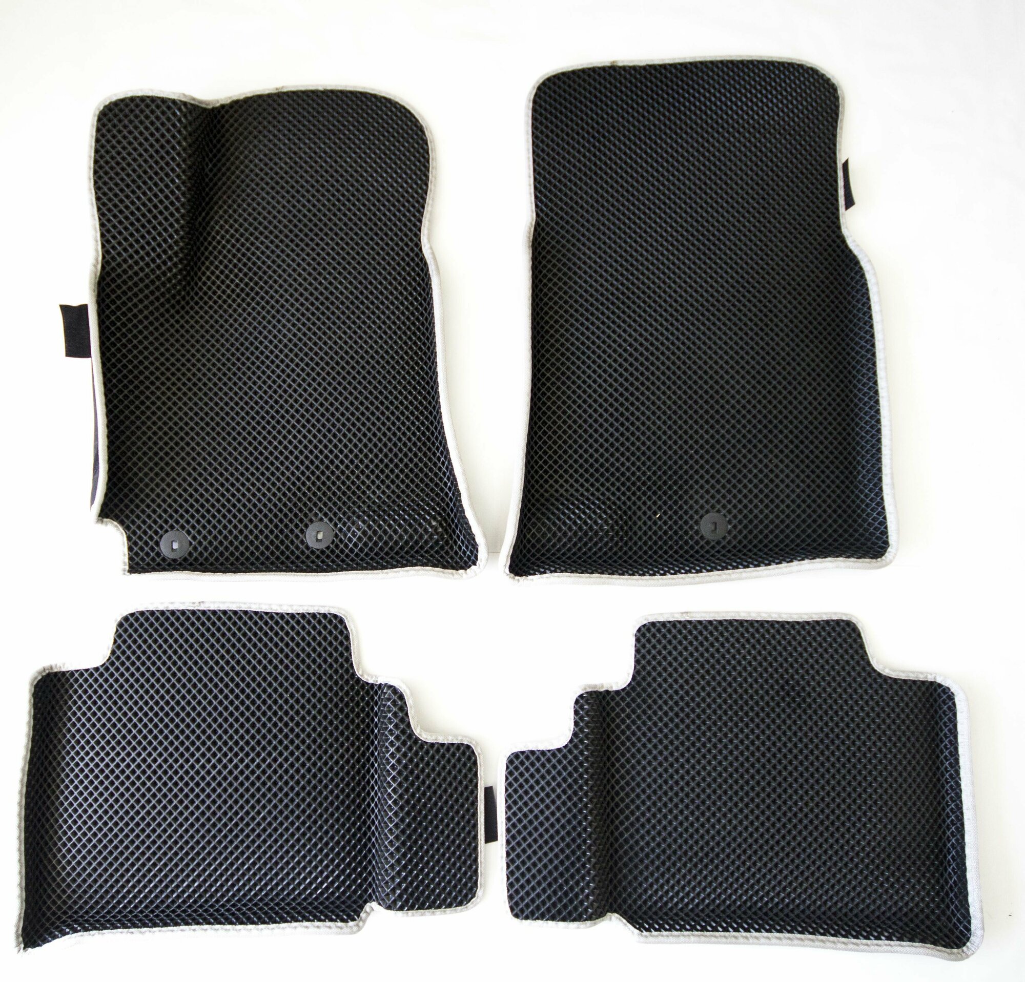 фото Ковры ЕВА в салон для Kia Rio/Киа Рио (2011-н. в.)/ комплект ковров ЕВА ромб черный (серый кант) с бортом/ Надежный шериф