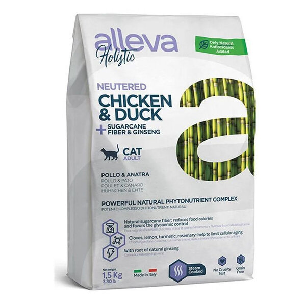 Alleva Holistic Chicken and Duck, Корм для стерилизованных кошек с Курицей и Уткой, 1.5 кг.