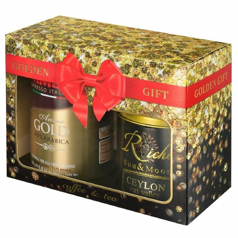Набор Кофе молотый Kimbo Gold + чай Riche Natur Ceylon, 350 г, подарочная упаковка - фото №6