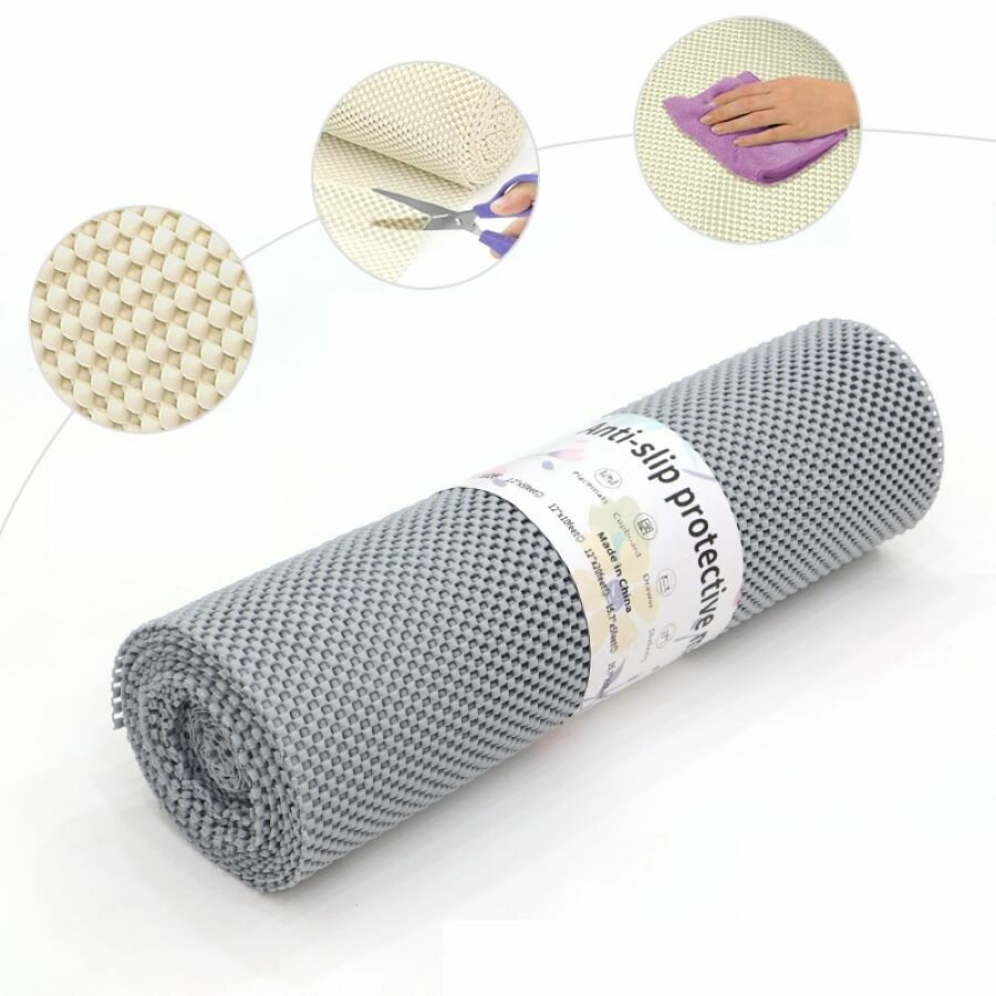 Противоскользящий коврик для шкафа и холодильника 45*150 см, серый — фото 1