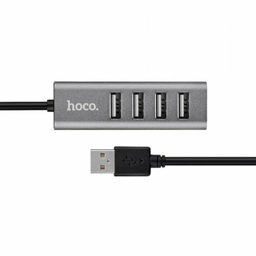 Разветвитель адаптер переходник USB HUB Хаб HOCO HB1 4 порта серый