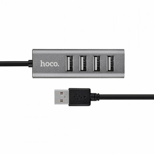 Разветвитель адаптер переходник USB HUB Хаб HOCO HB1 4 порта серый 59000₽