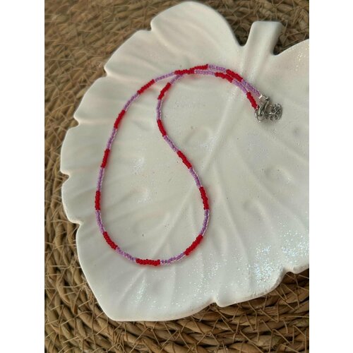 Чокер SOROKA, бисер, длина 38 см, красный, фиолетовый