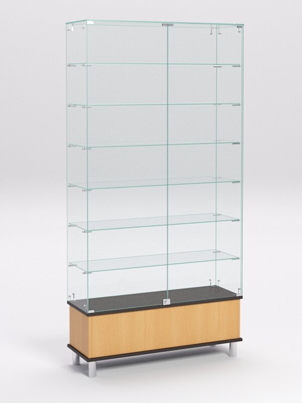 Витрина стеклянная "примавера подиум модерн" №35 (с дверками, задняя стенка - стекло), Черный 90 x 30 x 180 см
