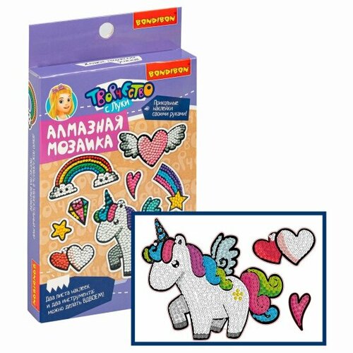 Набор для творчества Bondibon ВВ4770 Алмазная мозаика Наклейки Единорог 1365₽