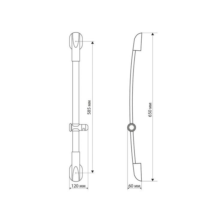 Душевая стойка ZEIN H02, с держателем, изогнутая, хром (1шт.)