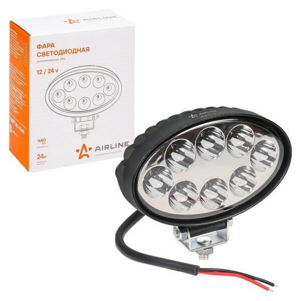 Фара светодиодная дополнительная 8 LED 24W 12-24V (овальная) 140*86*55 направленный свет