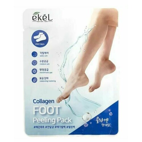 EKEL Пилинг-носочки с коллагеном Collagen Foot Peeling Pack, 2 штуки. пилинг носочки для ног с экстрактом мяты foot peeling mask 30г
