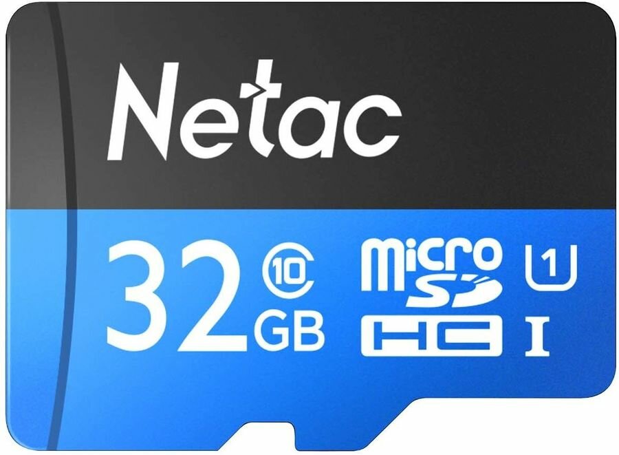 Карта памяти microSDHC UHS-I U1 NETAC P500 32 ГБ, 80 МБ/с, Class 10, NT02P500STN-032G-R, 1 шт, переходник SD