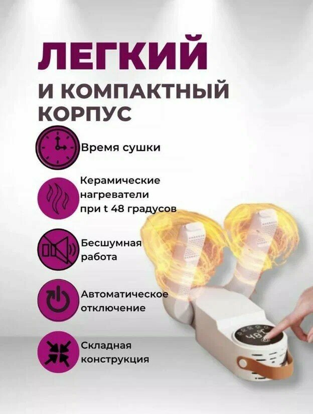 Ультрафиолетовая электрическая сушилка для обуви/ Сушилка фен SHOE DRYER / Обувной фен / Противогрибковая обработка обуви — фото 1