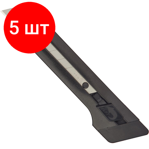 нож edding нож канцелярский 9 мм edding e m 9 с фиксатором пластик цв черный Комплект 5 штук, Нож канцелярский 18 мм EDDING (E-M 18) , с фиксатором, пластик, цвчерный