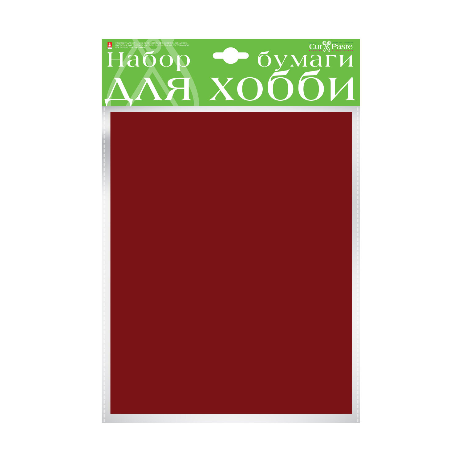 Набор цветной бумаги HOBBY TIME, А4 (222 х 352 мм), 10 листов, крашенная в массе, бордовый, Арт : 2-065/04