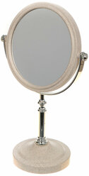 Зеркало настольное, 20х32 см, на ножке, круглое, бежевое, Y464