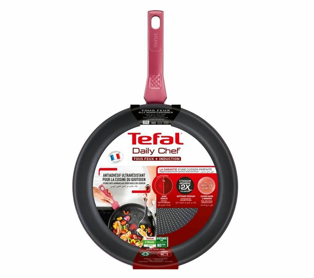 Сковорода TEFAL Daily Chef G2730672, 28см, без крышки, красный [2100118312] - фото №9