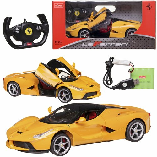 Машина р у 1:14 Ferrari LaFerrari, цвет желтый, световые эффекты, аккумулятор в комплекте 50160Y легковой автомобиль rastar ferrari laferrari 50100 1 14 34 см желтый