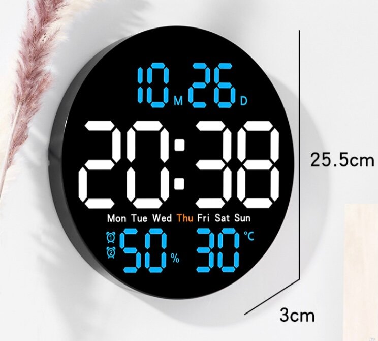 Часы настенные электронные круглые 25 см