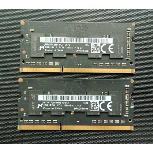 Micron 2GB x 2 PC3-12800 DDR3L-1600MHz модуль памяти sodimm ddr3 8gb apacer ds 08g2k kam as08gfa60catbgc pc3 12800 1600mhz 2rx8 cl11 204 pin 1 5v