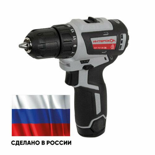 Аккумуляторная дрель-шуруповерт Интерскол Дрель ак ДА-1012В 38 минимакс бесщеточная Li-ion кейс 2 аккум 30Ач ЗУ 8690₽